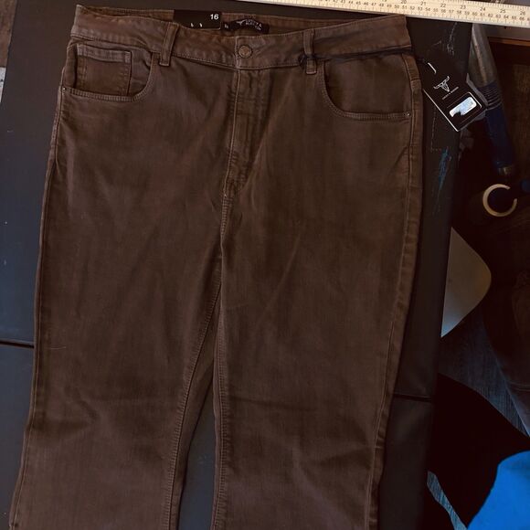 Lucky & Blessed size 16 womens Brown High Rise Flare Jeans Stretch NWT 34 x 33 - Picture 5 of 10